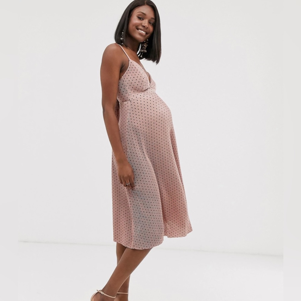 ASOS DESIGN Maternity cami plisse midi dress